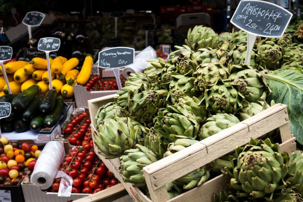 Artichokes at a farmers market Artichokes at a farmers market
