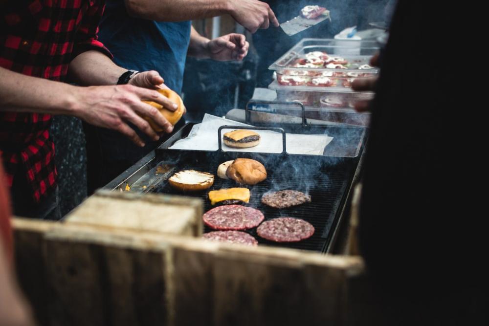 Beef burger barbeque outside Beef burger barbeque outside