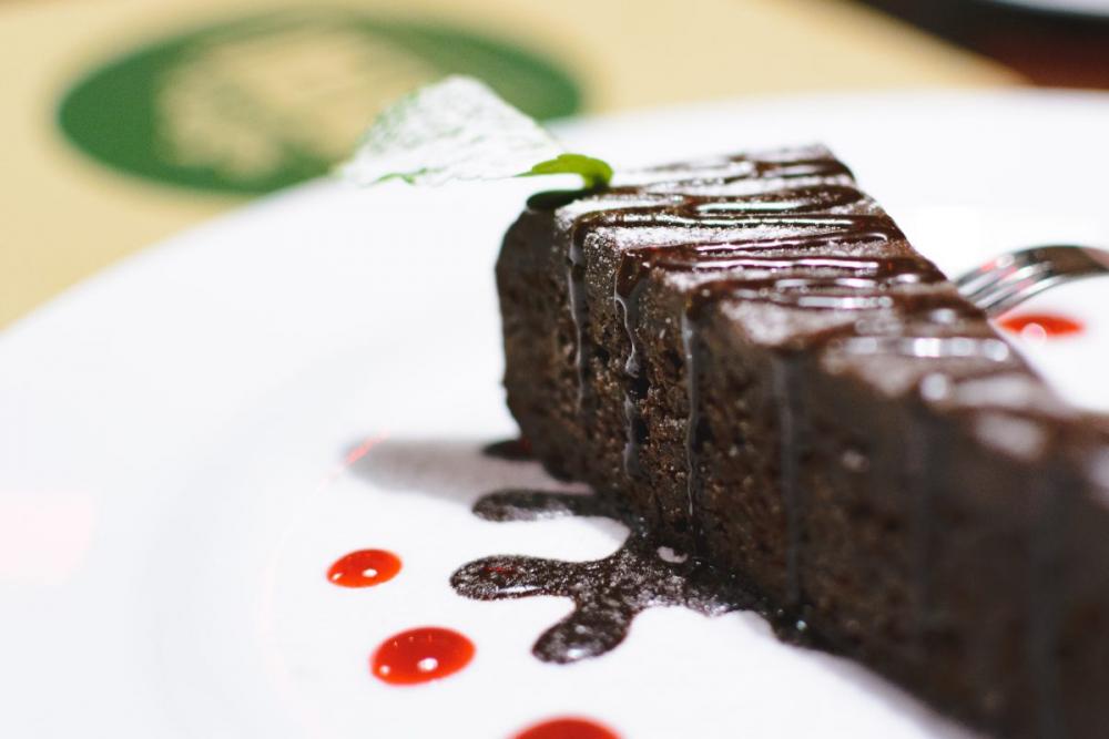 Chocolate dessert in a restaurant Chocolate dessert in a restaurant