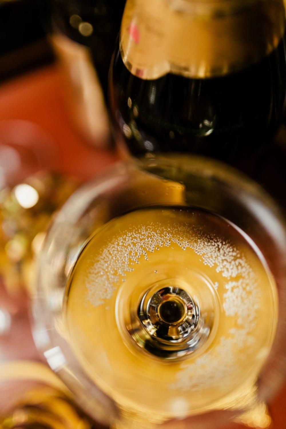 Detail of New Year’s Eve glass of champagne Detail of New Year’s Eve glass of champagne