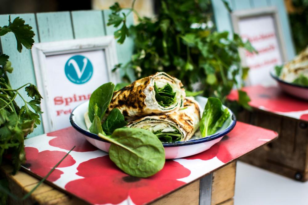 Healthy vegetarian wrap with spinach Healthy vegetarian wrap with spinach