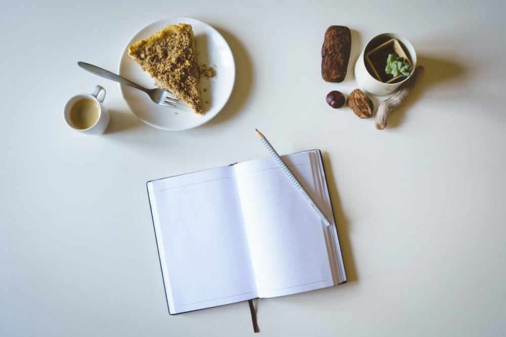 Journaling with cake and coffee Journaling with cake and coffee
