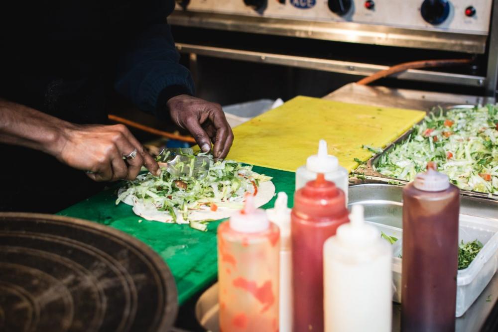 Preparing street food wraps Preparing street food wraps