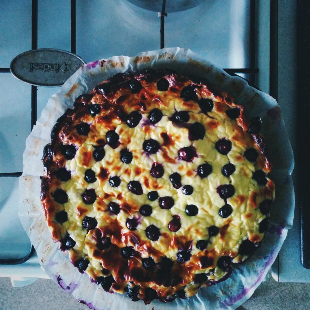 Rustical homemade cake with cherries Rustical homemade cake with cherries