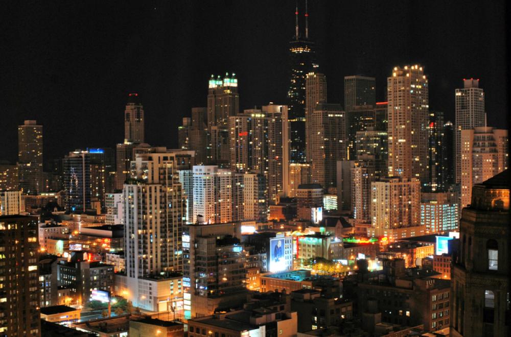 Chicago Skyline at Night in Illinois free photo Chicago Skyline at Night in Illinois free photo