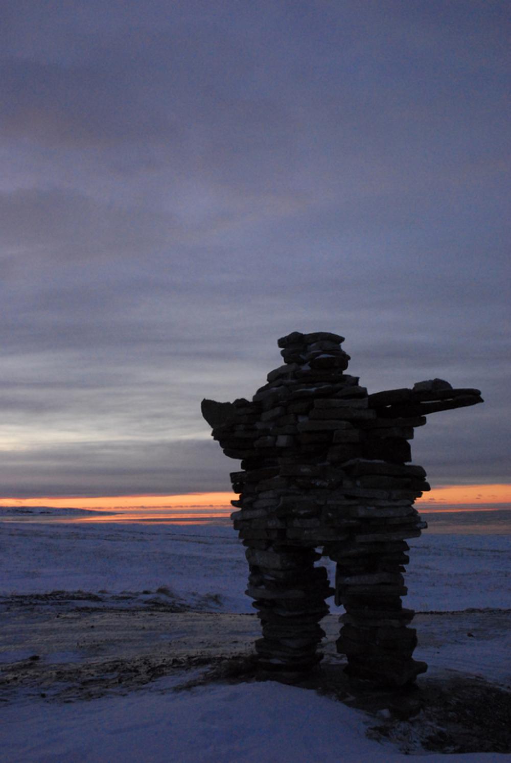 Inuksuk in the Tundra Landscape in Quebec, Canada free photo Inuksuk in the Tundra Landscape in Quebec, Canada free photo