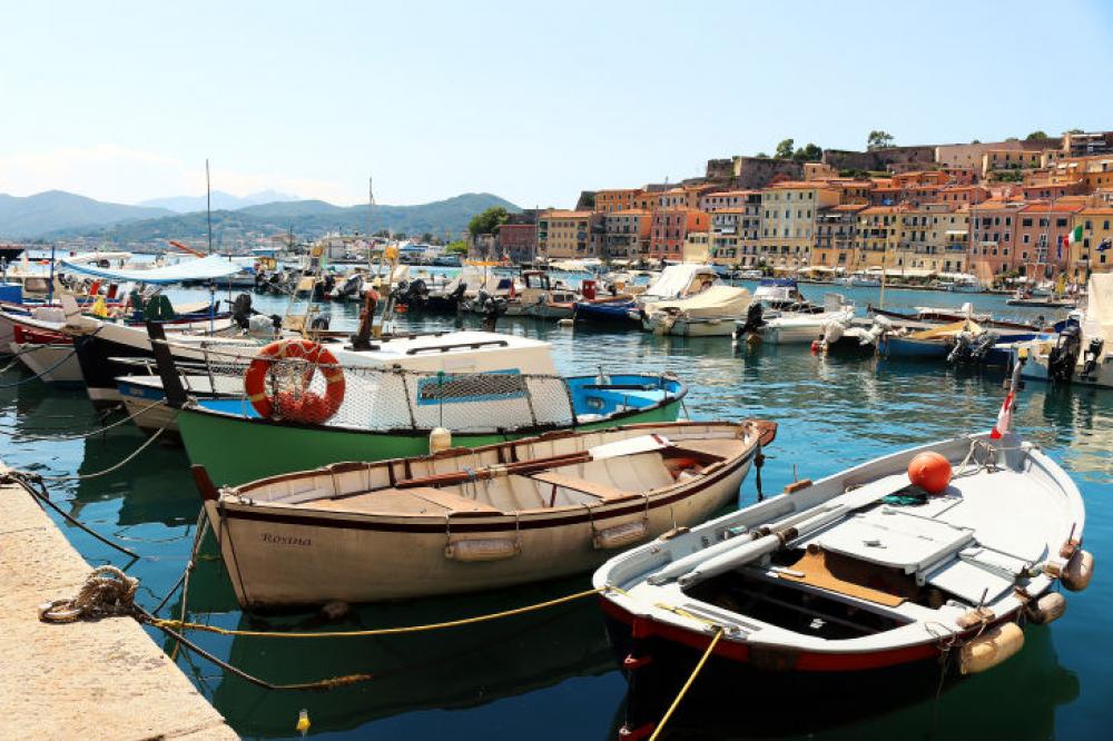 Sea harbor in a small town with small ships Sea harbor in a small town with small ships