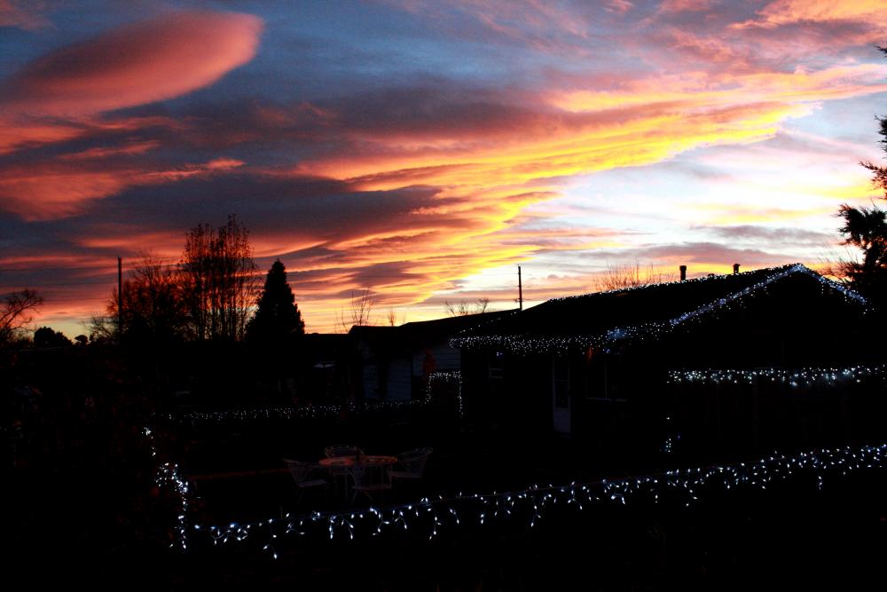 Sunset over Christmas Lights Sunset over Christmas Lights