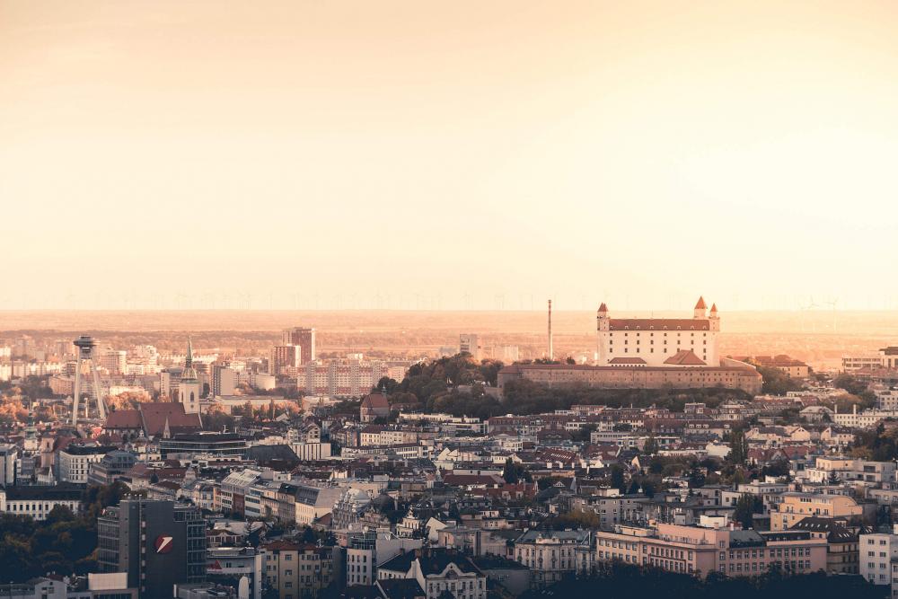 Beautiful Sunset Over The Bratislava Castle, Slovakia Beautiful Sunset Over The Bratislava Castle, Slovakia