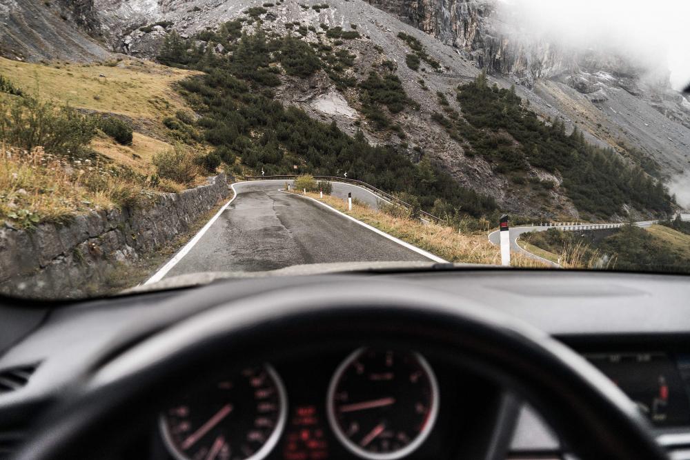 Drivers View: Driving on Stelvio Pass, Italy Drivers View: Driving on Stelvio Pass, Italy