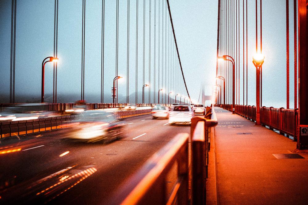 Evening Traffic on the Golden Gate Bridge Evening Traffic on the Golden Gate Bridge