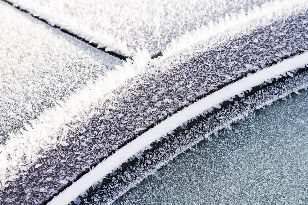 Frozen Car Windows and Doors Close Up Frozen Car Windows and Doors Close Up
