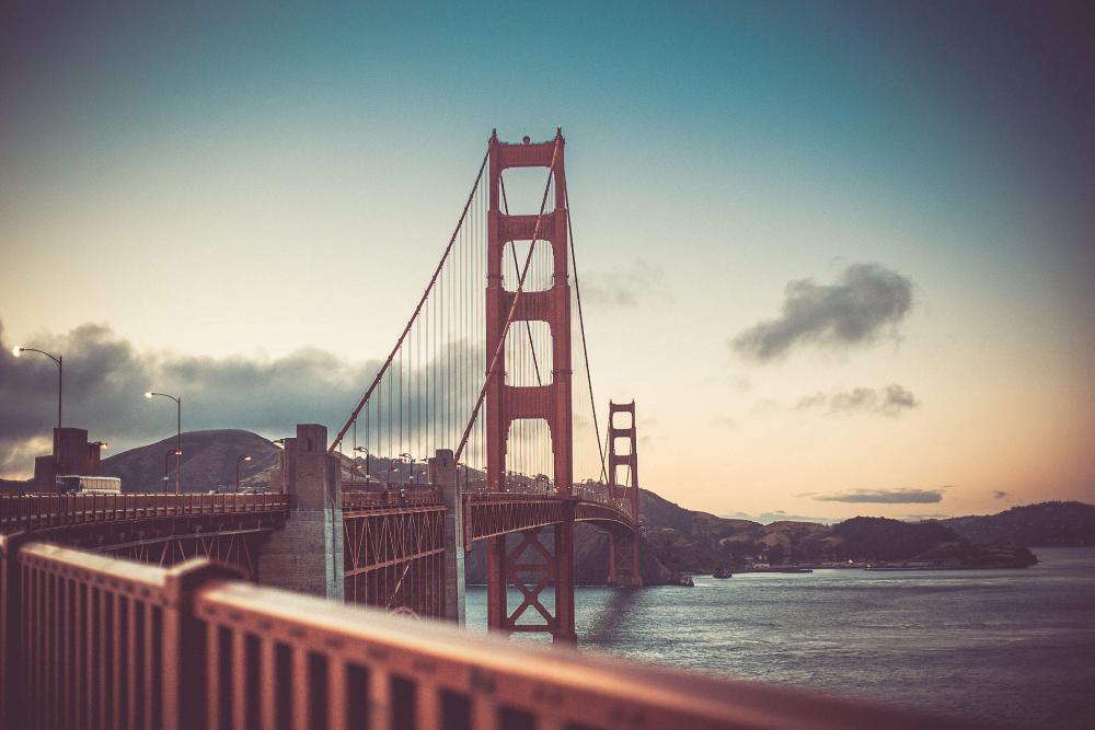 Golden Gate Bridge in San Francisco at Sunset Vintage Colors Golden Gate Bridge in San Francisco at Sunset Vintage Colors