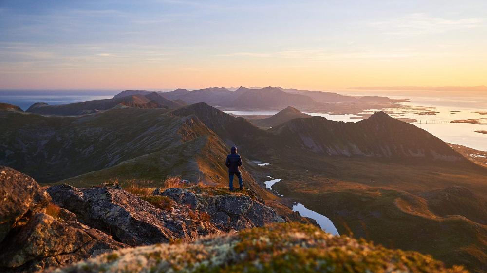 Man on Hiking Adventure During Beautiful Sunrise | Image Finder