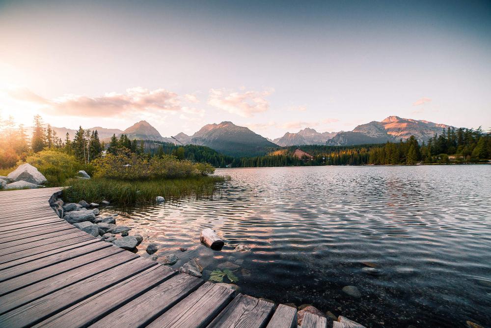 Evening Lake Side in High Tatras Mountains Evening Lake Side in High Tatras Mountains