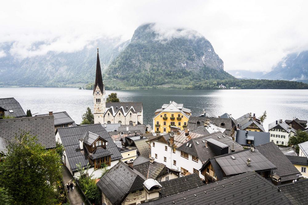 Panorama Over the Little Town Hallstatt in Austria Panorama Over the Little Town Hallstatt in Austria