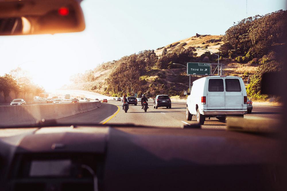 Passenger Seat View From a Car on a California Road Passenger Seat View From a Car on a California Road