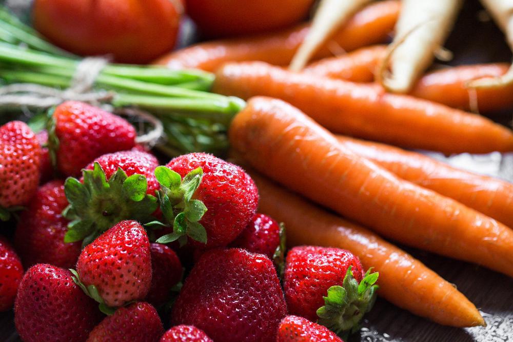 Preparing Fresh Breakfast: Strawberries & Carrots | Image Finder