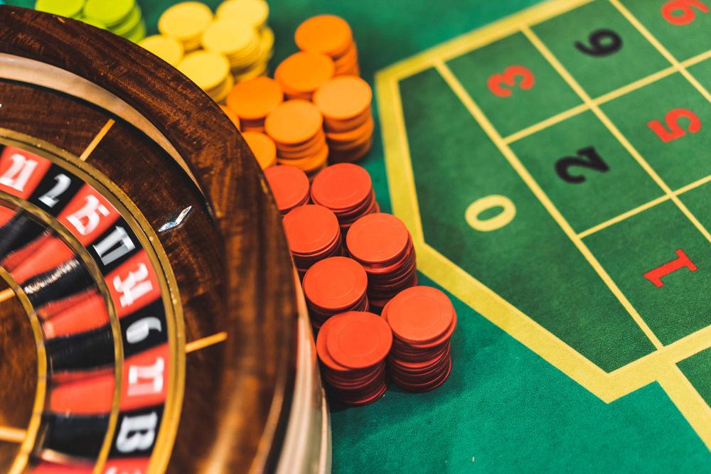 Roulette Table and Chips in Casino Roulette Table and Chips in Casino