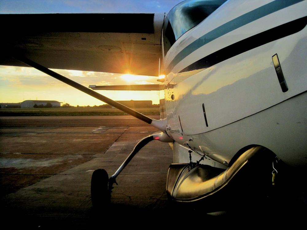 Aircraft Landing Strip Airfield Sunset Sun Setting Aircraft Landing Strip Airfield Sunset Sun Setting