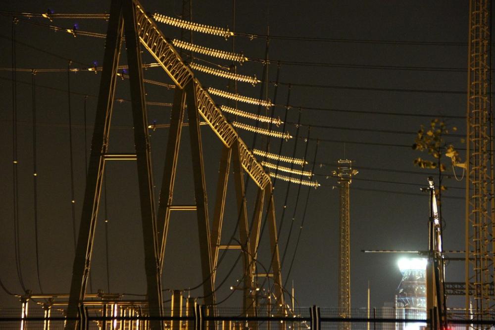 At Night Power Plant Electric In The Evening Lights At Night Power Plant Electric In The Evening Lights