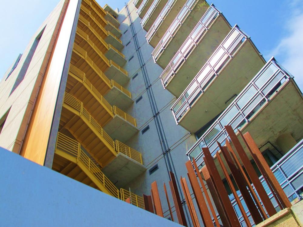 Balconies San Diego Stairs Yellow Red Geometric Balconies San Diego Stairs Yellow Red Geometric