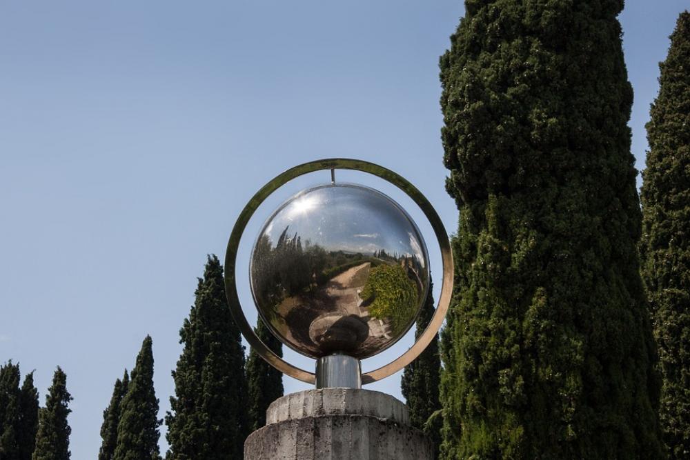 Ball Steel Mirroring Sky Blue Sun Landscape Ball Steel Mirroring Sky Blue Sun Landscape