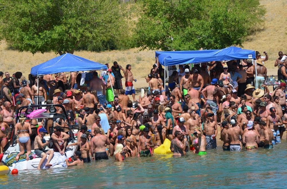 Bathers Crowd Memorial Day Party Sun Hot Summer Bathers Crowd Memorial Day Party Sun Hot Summer