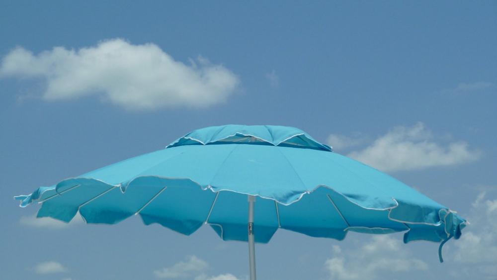 Beach Umbrella Sky Blue Sunny Blue Sky Clouds Beach Umbrella Sky Blue Sunny Blue Sky Clouds