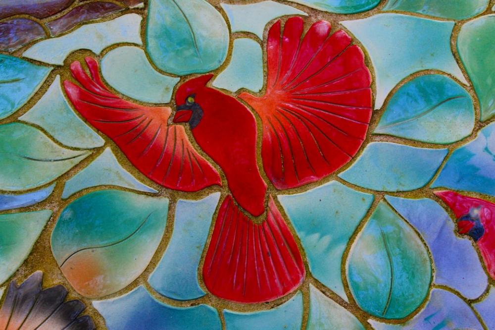 Bird Red Mosaic Decoration Design Pattern Blue Bird Red Mosaic Decoration Design Pattern Blue