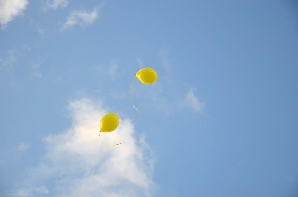 Blue Sky Balloons Two Air Colorful Sky Yellow Blue Sky Balloons Two Air Colorful Sky Yellow