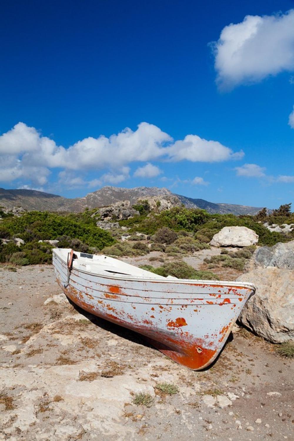 Boat Dry Land Landscape Old Wooden Environment Boat Dry Land Landscape Old Wooden Environment
