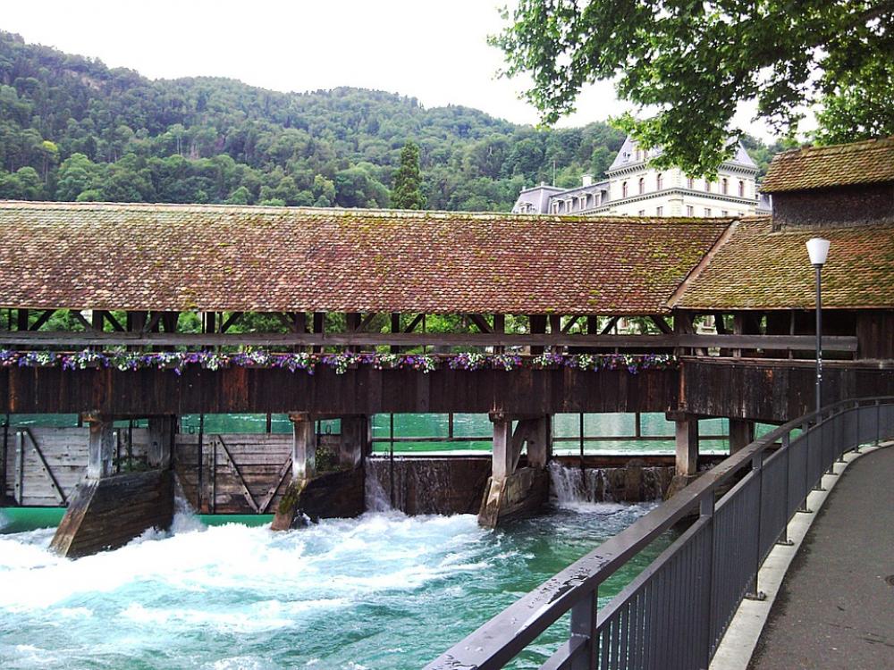 Bridge Covered Bridge Footbridge Aarebrücke River Bridge Covered Bridge Footbridge Aarebrücke River