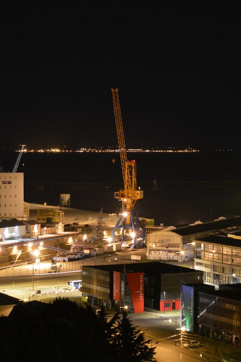 Brittany Commercial Port Crane Port Night Brittany Commercial Port Crane Port Night