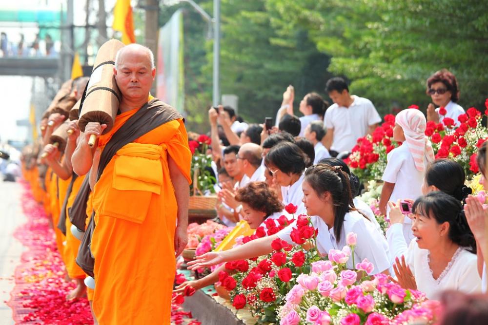 Buddhists Monks Buddhism Walk Orange Robes Thai Buddhists Monks Buddhism Walk Orange Robes Thai
