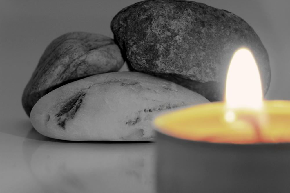 Candle Stones Black And White Flame Burning Candle Candle Stones Black And White Flame Burning Candle