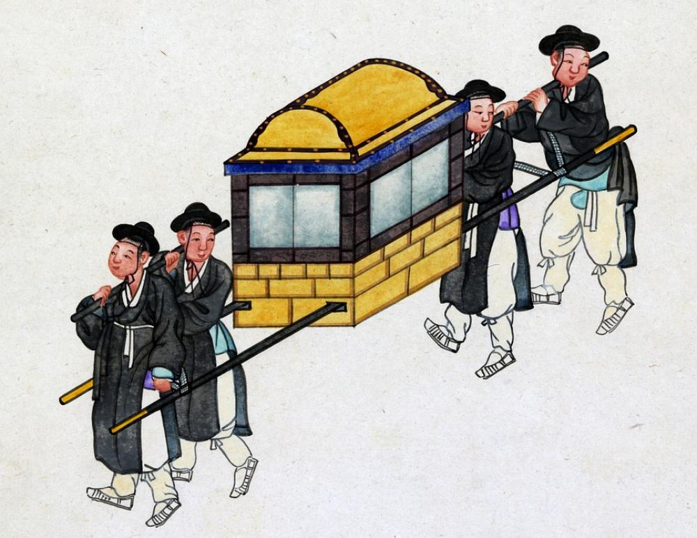 Carrying Chair Servant Servants Noble Watercolor Carrying Chair Servant Servants Noble Watercolor