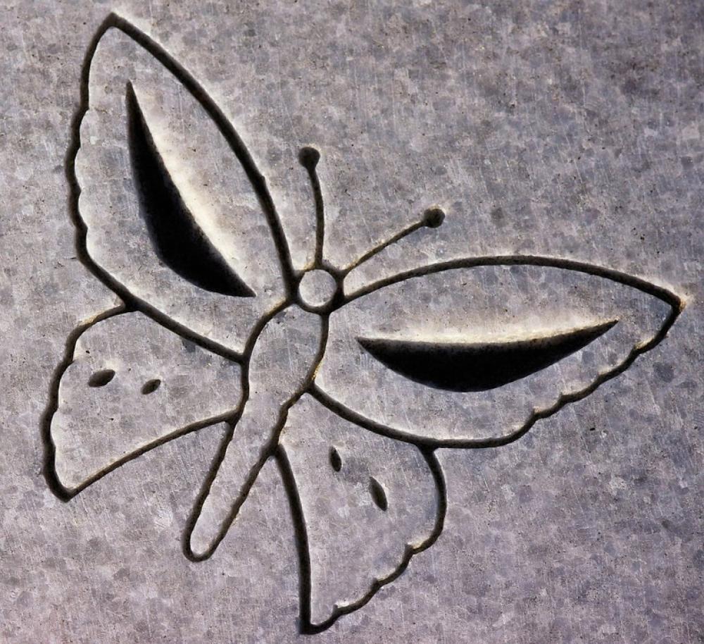 Carving Butterfly Animal Headstone Symbol Detail Carving Butterfly Animal Headstone Symbol Detail