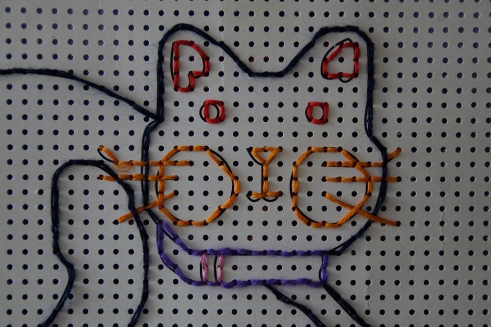 Cat Tinker Embroidery Kindergarten Child Children Cat Tinker Embroidery Kindergarten Child Children