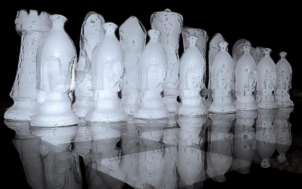 Chess Game Black White Chess Chess Pieces Ice Chess Game Black White Chess Chess Pieces Ice