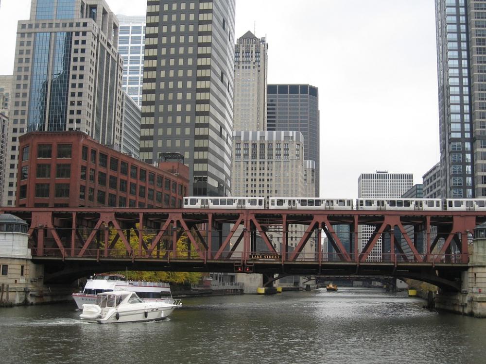 Chicago River Canal Bridge Urban Chicago River Canal Bridge Urban