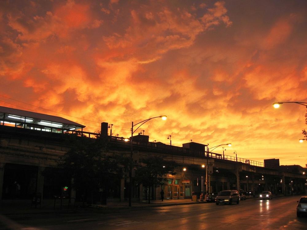 Chicago Orange Sunset Storm Sky Urban Transit Chicago Orange Sunset Storm Sky Urban Transit