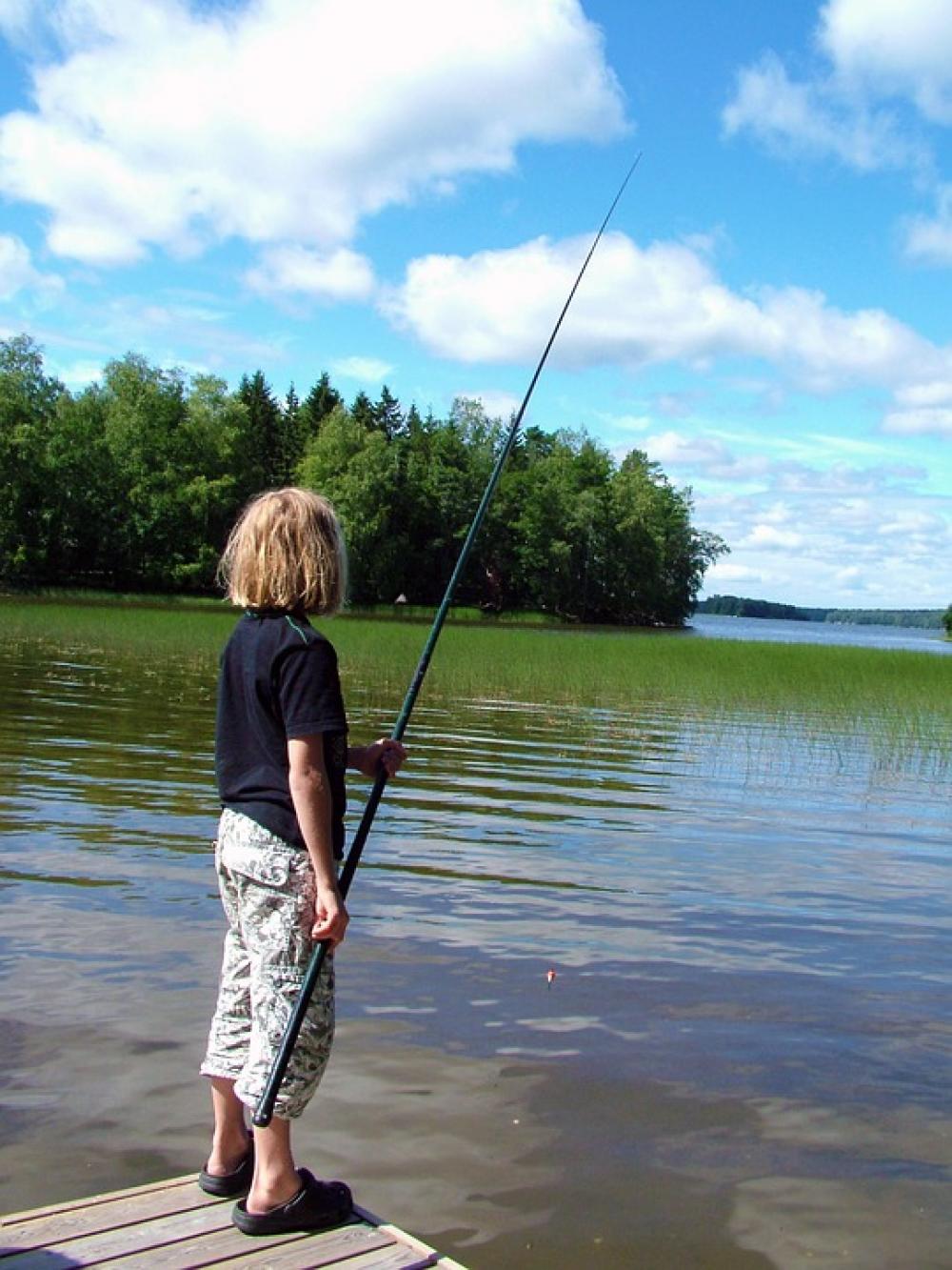 Child Fish Hook And Line Pier Water Reed Tree Child Fish Hook And Line Pier Water Reed Tree