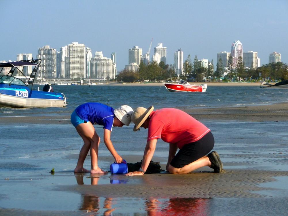 Child Woman Family Holidays Beach Playful Sand Child Woman Family Holidays Beach Playful Sand
