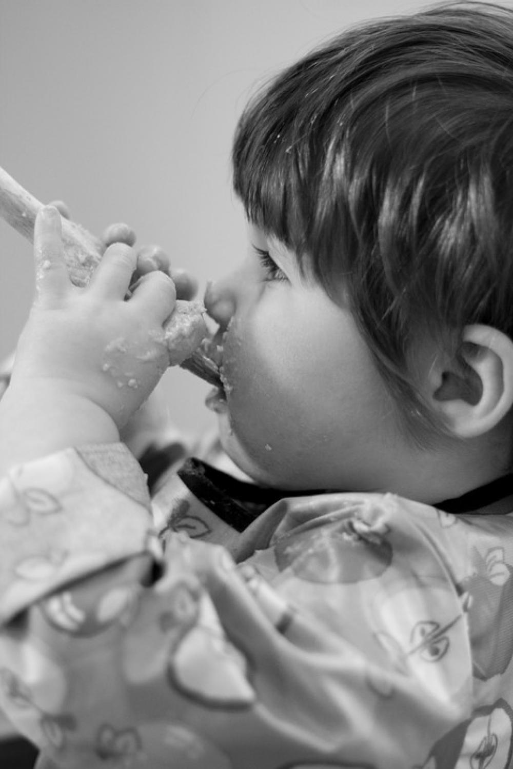 Child Boy Spoon Licking Baby Fun Young Cake Mix Child Boy Spoon Licking Baby Fun Young Cake Mix