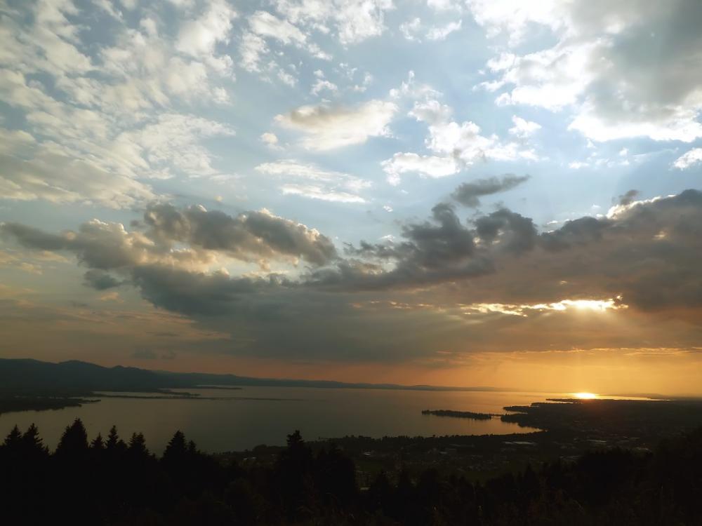 Cloudy Sky Dark Lake Constance Sunbeam Orange Cloudy Sky Dark Lake Constance Sunbeam Orange