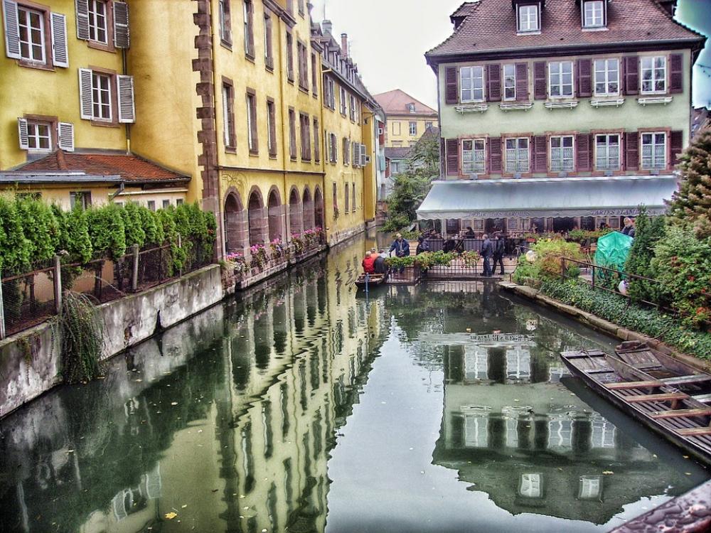 Colmar France Buildings Town Trees Canal Waterway Colmar France Buildings Town Trees Canal Waterway