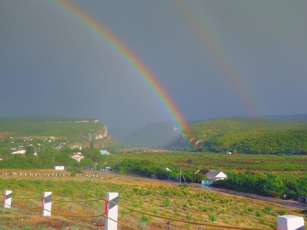 Crimea Landscape Scenic Rainbow Sky Clouds Crimea Landscape Scenic Rainbow Sky Clouds