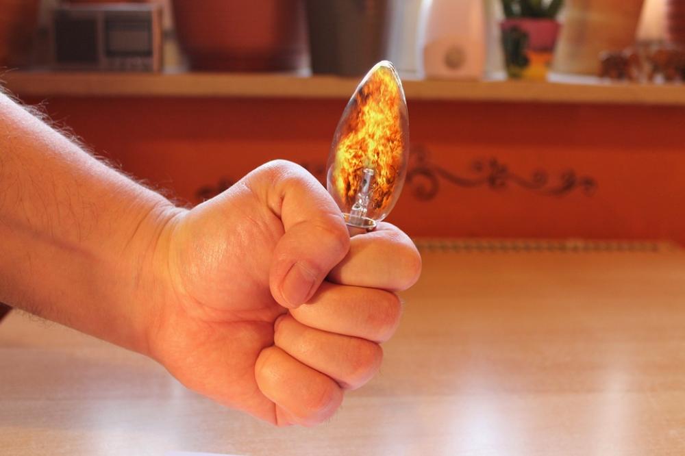 Energy Hand Light Bulb Fire Energy Hand Light Bulb Fire