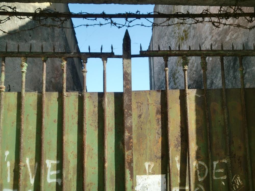 Fence Imprisoned Barbed Wire Rust Pointed Metal Fence Imprisoned Barbed Wire Rust Pointed Metal